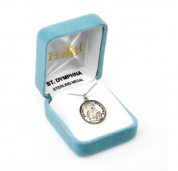 Sterling Silver Round St Dymphna-*18" Ch-Bxd