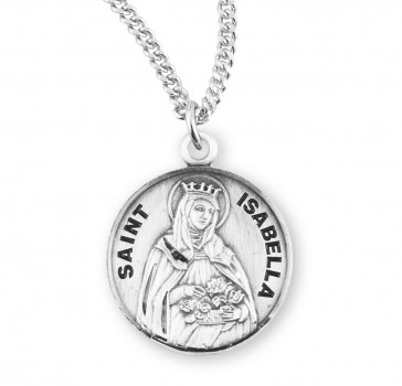 Sterling Silver Round St Isabella-*18" Ch-Bxd