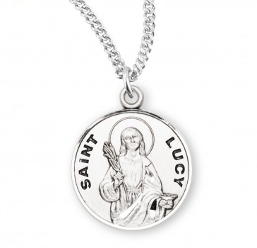 Sterling Silver Round St Lucy-*18" Ch-Bxd