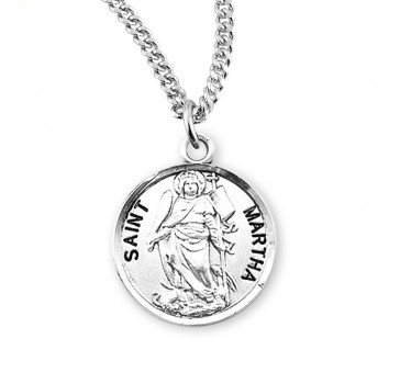 Sterling Silver Round St Martha-18" Ch-Bxd