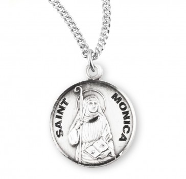 Sterling Silver Round St Monica-*18" Ch-Bxd