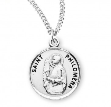 Sterling Silver Round St Philomena-*18" Ch-Bxd