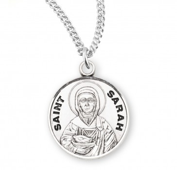 Sterling Silver Round St Sarah-*18" Ch-Bxd