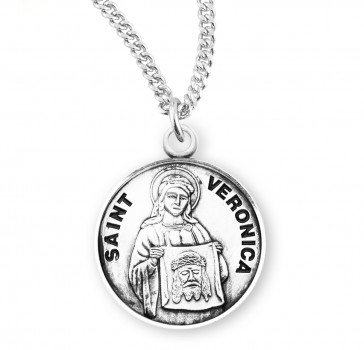 Sterling Silver Round St. Veronica-*18" Ch-Bxd