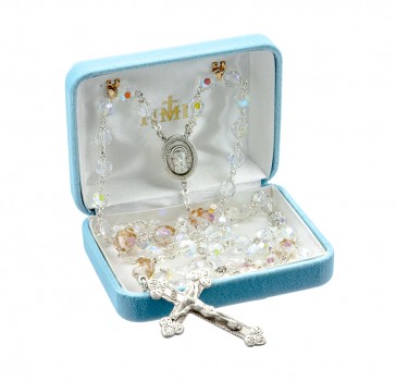 Tin Cut Czech Aurora Crystal Rosary