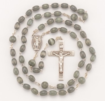 Oval Grey Ceramic Bead Rosary