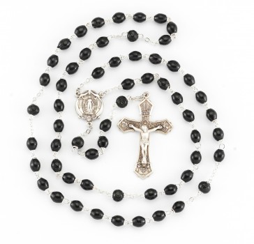 Black Oval Boxwood Rosary 