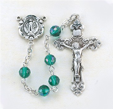 Emerald Tin Cut Crystal Rosary