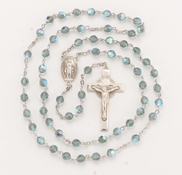 6mm Finest Erinite Rosary w/Sterling Silver Ctr & Cfx-(81/3827)-Bxd