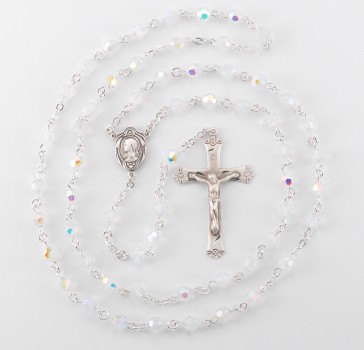 6mm Finest Opal Rosary w/Sterling Silver Ctr & Cfx-(318/145)-Bxd