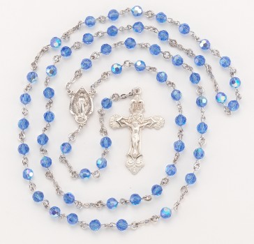 6mm Finest Sapphire Rosary w/Sterling Silver Ctr/Cfx-(96/154)-Bxd