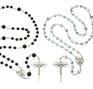 Crystal and Onyx Wedding Rosary Set 