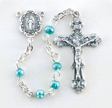 Blue Freshwater Pearl Rosary