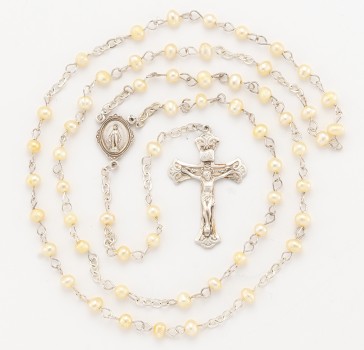 Gold Freshwater Pearl Rosary 