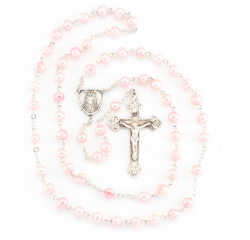 Pink Freshwater Pearl Rosary 
