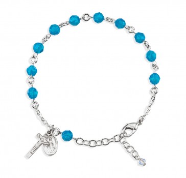 6mm Finest Blue Opal Sterling Rosary Bracelet Bxd