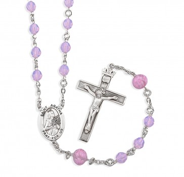 Saint Agatha Pink Opal Finest Austrian Crystal Rosary