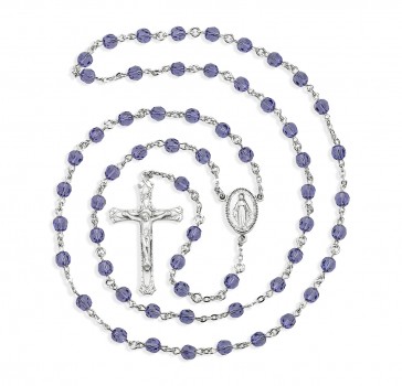 6mm Finest Tanzanite (AB) Rosary w/Sterling Silver Ctr & Cfx-(315/115)-Bxd