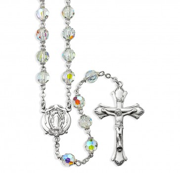 Tin Cut Czech Aurora Crystal Rosary