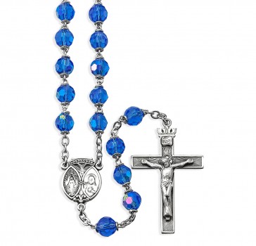 7mm Light Sapphire Rosary w/Sterling Silver Ctr & Cfx-(33/182)-Bxd