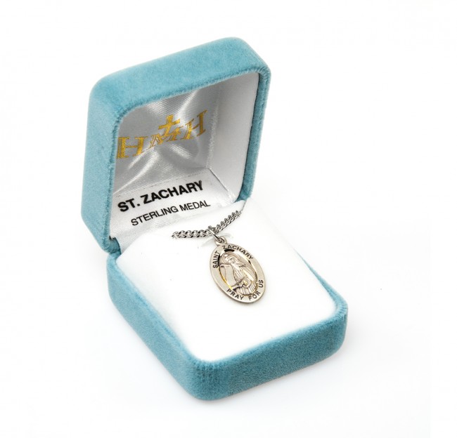 Patron Saint Zachary Oval Sterling Silver Medal Saint Zachary Saint Medals Medals HMH