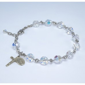 Finest Austrian Crystal Round Sterling Silver Rosary Bracelet 8mm