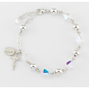 Finest Austrian Crystal Aurora Rondelle Rosary Bracelet 8mm