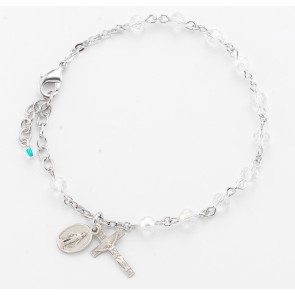 Clear Round Faceted Crystal Rosary Bracelet