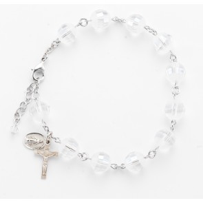 Crystal Frosted Round Rosary Bracelet