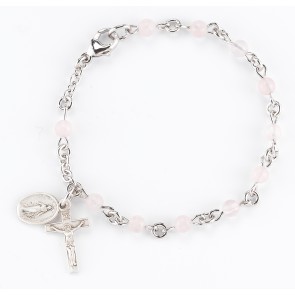 4mm Genuine Rose Quartz Rosary Bracelet-Bxd