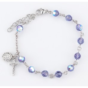 Round Crystal Rosary Bracelet Created with 6mm Finest Austrian Crystal Tanzanite Beads by HMH