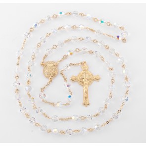 Gold Over Sterling Aurora Finest Austrian Crystal Rosary  