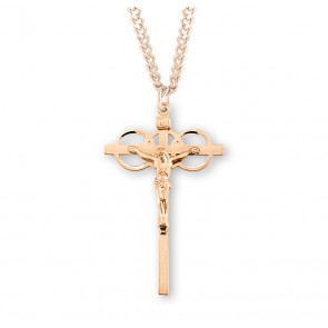 16kt Gold Over Sterling Silver Wedding Crucifix w/24" Ch-Bxd