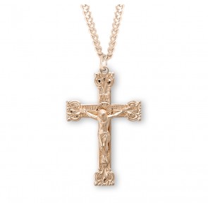 Gold Over Sterling Silver Highly Detailed Crucifix 