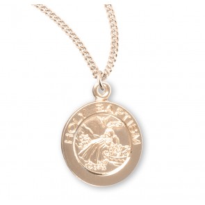 Gold over Sterling Silver Round Shaped Holy Baptism Medal
