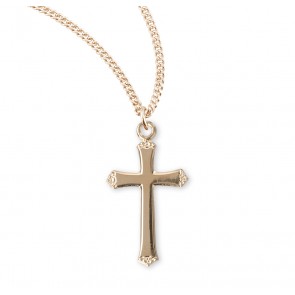 Gold Over Sterling Silver Flower Tipped Cross