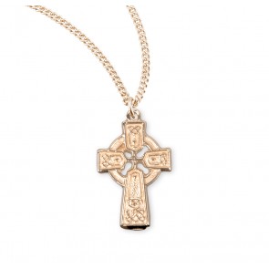 Gold Over Sterling Silver Irish Celtic cross Pendant
