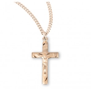 Basic Engraved Gold Over Sterling Silver Crucifix