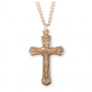 Intricate Lined Gold Over Sterling Silver Crucifix