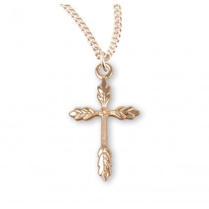 Gold Over Sterling Silver Wheat Cross 