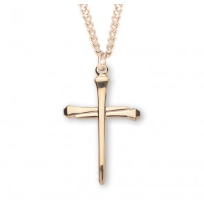 16kt Gold Over Sterling Lrg Spike Cross 24" Ch-Bxd
