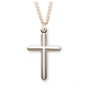 Two-Tone Gold Over Sterling Silver Inlay Cross 