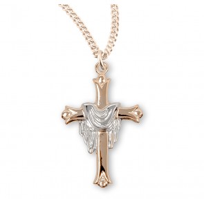 Gold Plated Cross with a Rhodium Plated Robe