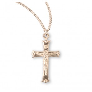 Leaf Tipped Gold Over Sterling Silver High Polished  Crucifix