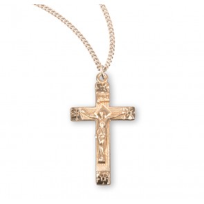 Flower Tipped Gold Over Sterling Crucifix 