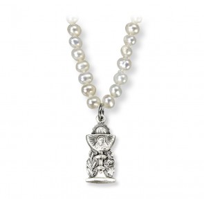 Freshwater Pearl First Communion Necklace with a Sterling Silver Chalice Pendant