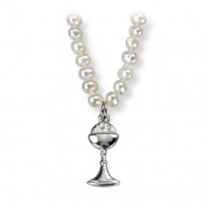 Freshwater Pearl Necklace with a High Polished Chalice Pendant