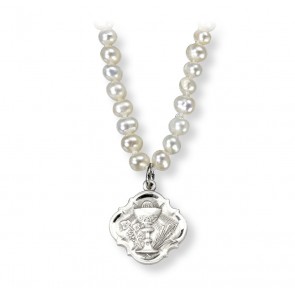 Freshwater Pearl First Communion Necklace with a Baroque Chalice Pendant