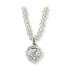Freshwater Pearl First Communion Necklace with a Baroque Chalice Pendant