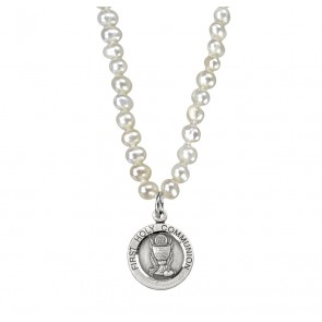 Freshwater Pearl Necklace with Sterling Silver First Communion Pendant